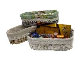 Cesto Oval Forro Tela/ Turrón y Espec.