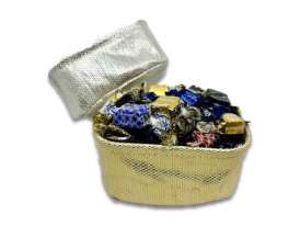 Cesta Tela Oro- Plata Pq/ Vasquitos y Nesquitas