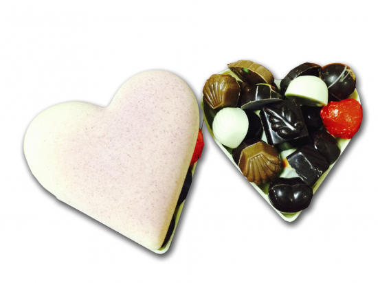 Corazon de Chocolate Blanco 250gr./ surtido de bombones