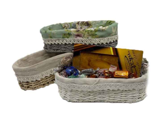 Cesto Oval Forro Tela/ Turrón y Espec.